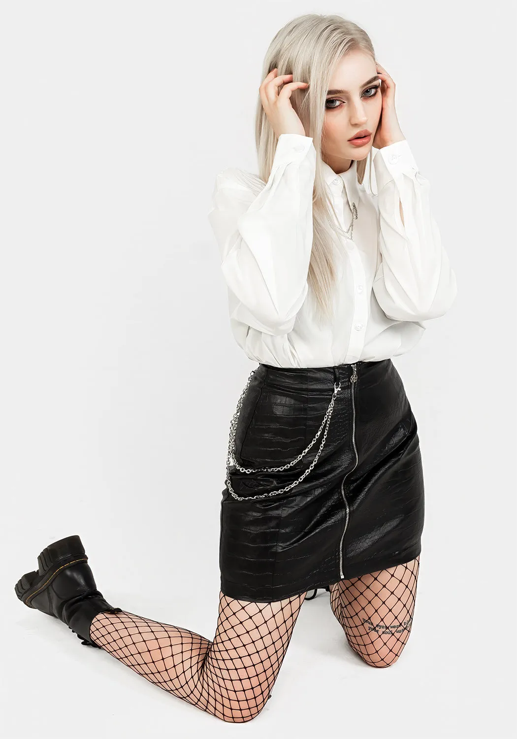 Stylish Antrum Zip-Front Mini Skirt