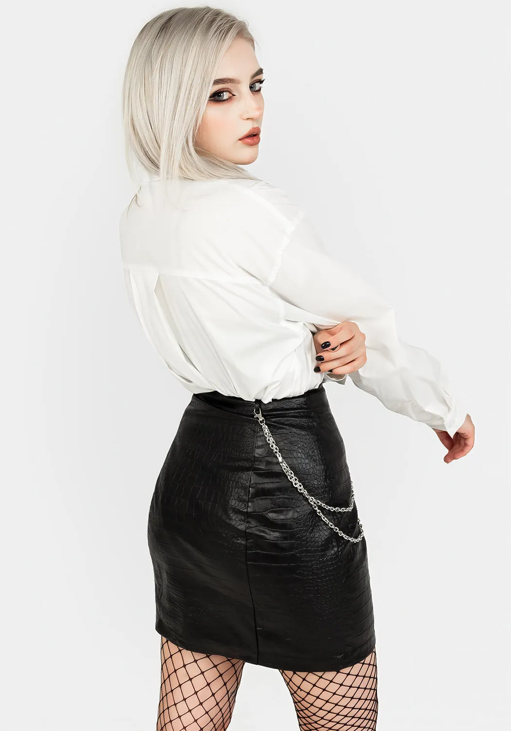 Stylish Antrum Zip-Front Mini Skirt