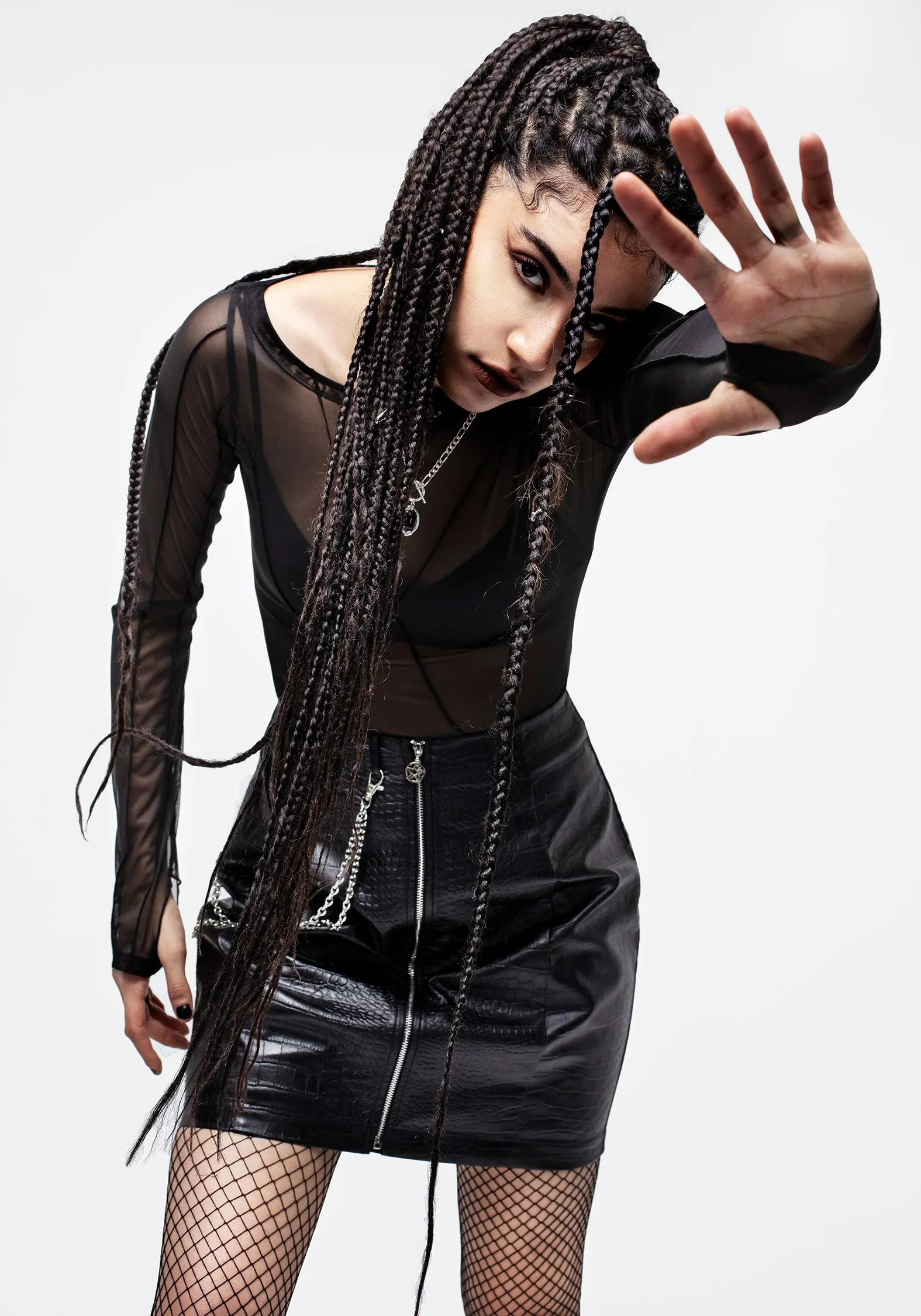 Stylish Antrum Zip-Front Mini Skirt