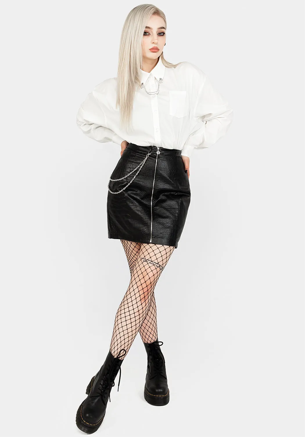 Stylish Antrum Zip-Front Mini Skirt
