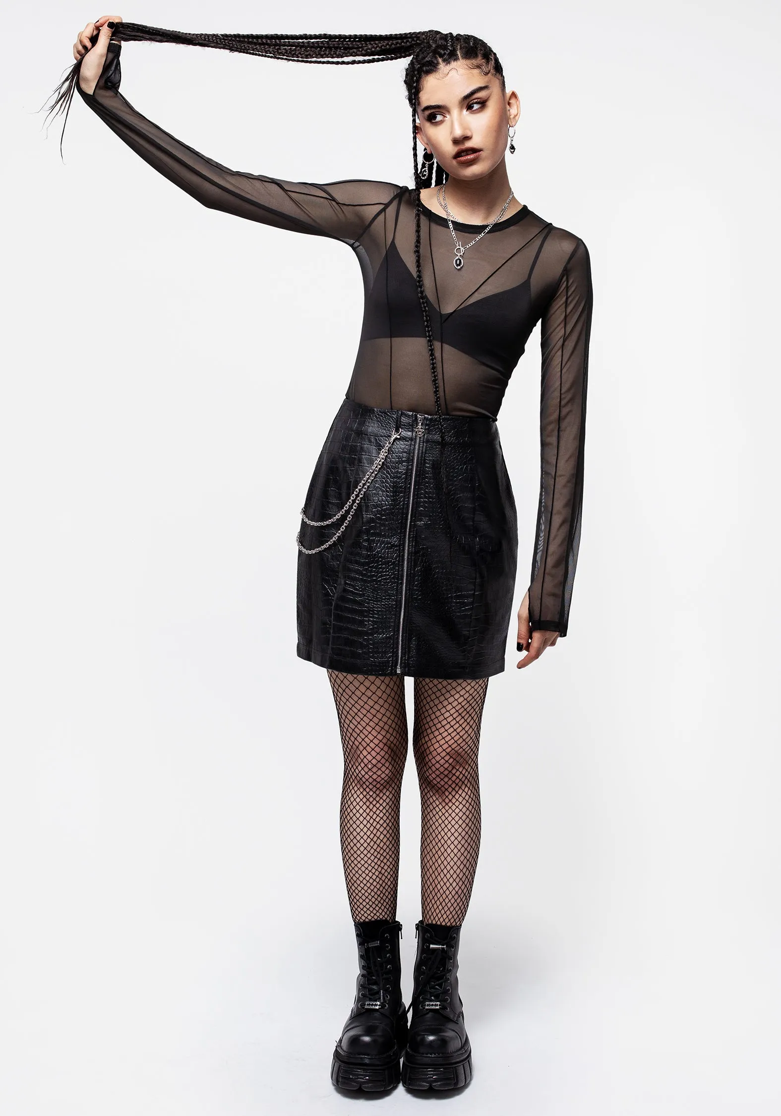 Stylish Antrum Zip-Front Mini Skirt
