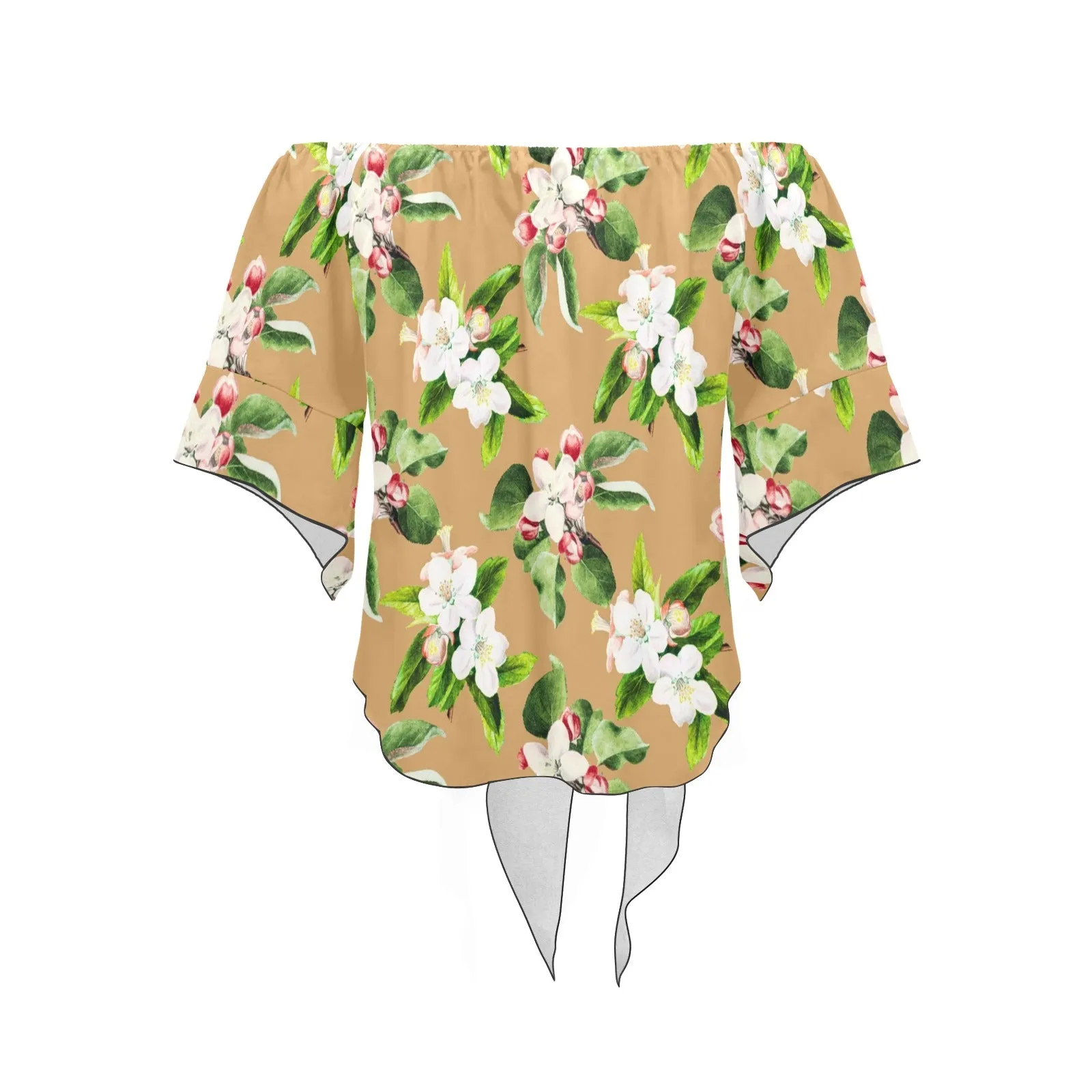 APP BLOSSOM PRINT 10 Off Shoulder Knot Front Blouse (Model T71)