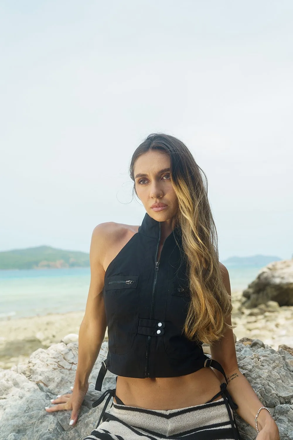 Black Utility Crop Top