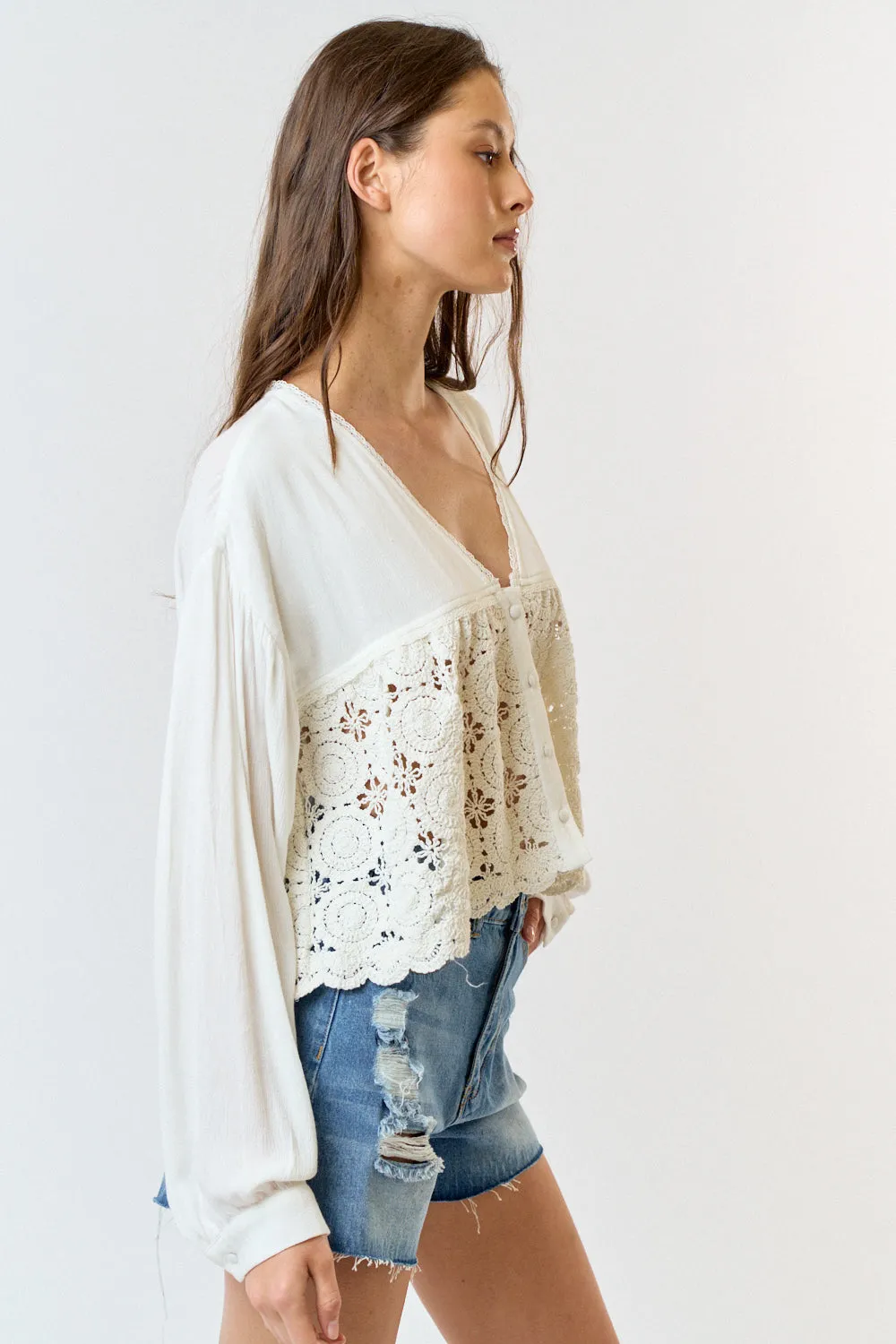 Sure! Here are a few optimized title suggestions for your Boho Crochet Blouse:

1. Chic Bohemian Crochet Blouse with Lace Detailing
2. Stylish Boho Crochet Top - Perfect for Summer Days
3. Trendy Bohemian Crochet Blouse - Lightweight and Breezy
4. Elegant Boho-Inspired Crochet Blouse - Ideal for Casual Wear
5. Fashionable Crochet Blouse with Boho Flair - Great for Layering

Feel free to choose any of these or mix and match elements to create the perfect title for your product!