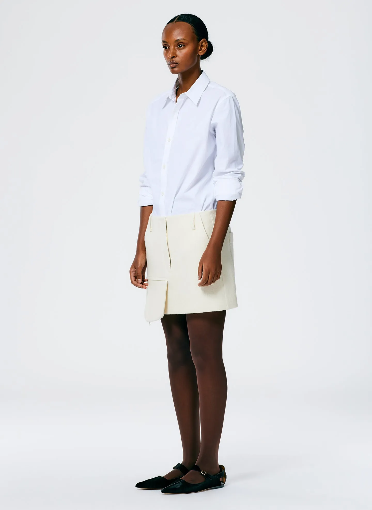 Boiled Wool Mini Skirt