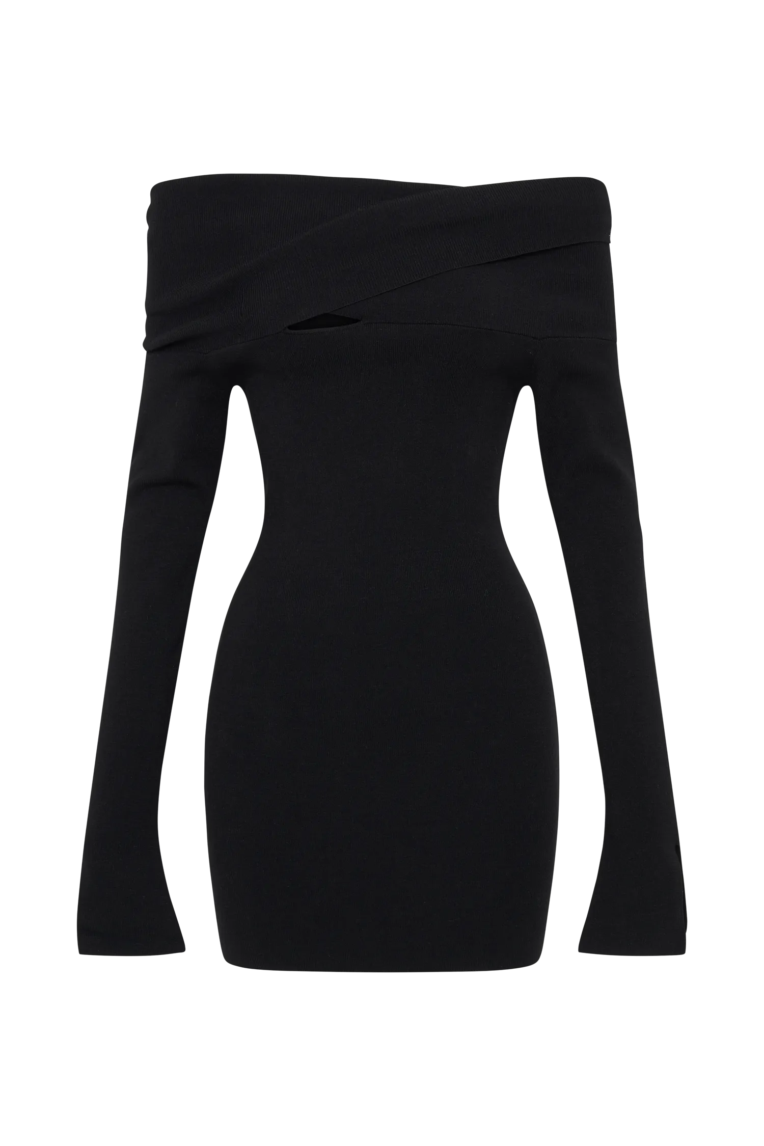 Black Clover Off-Shoulder Knitted Mini Dress