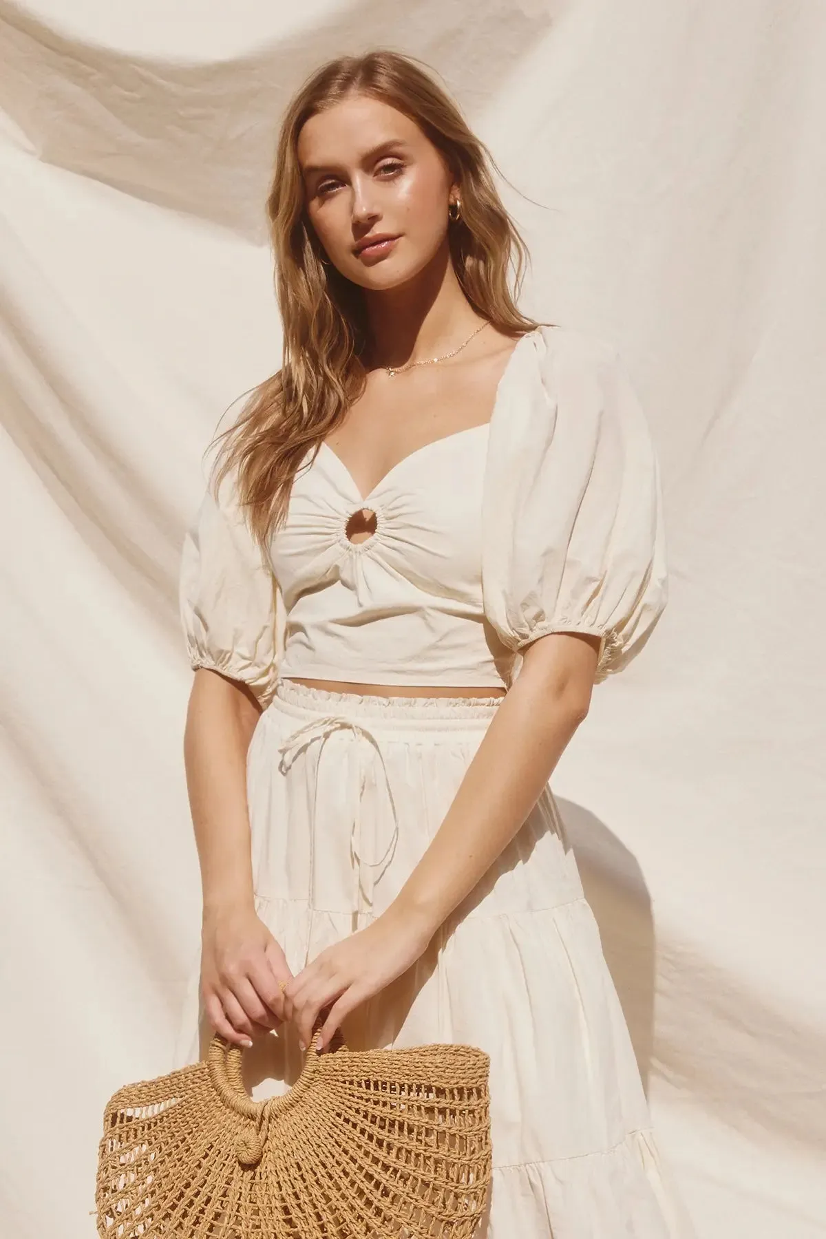 Cotton Cutout O Ring Crop Top