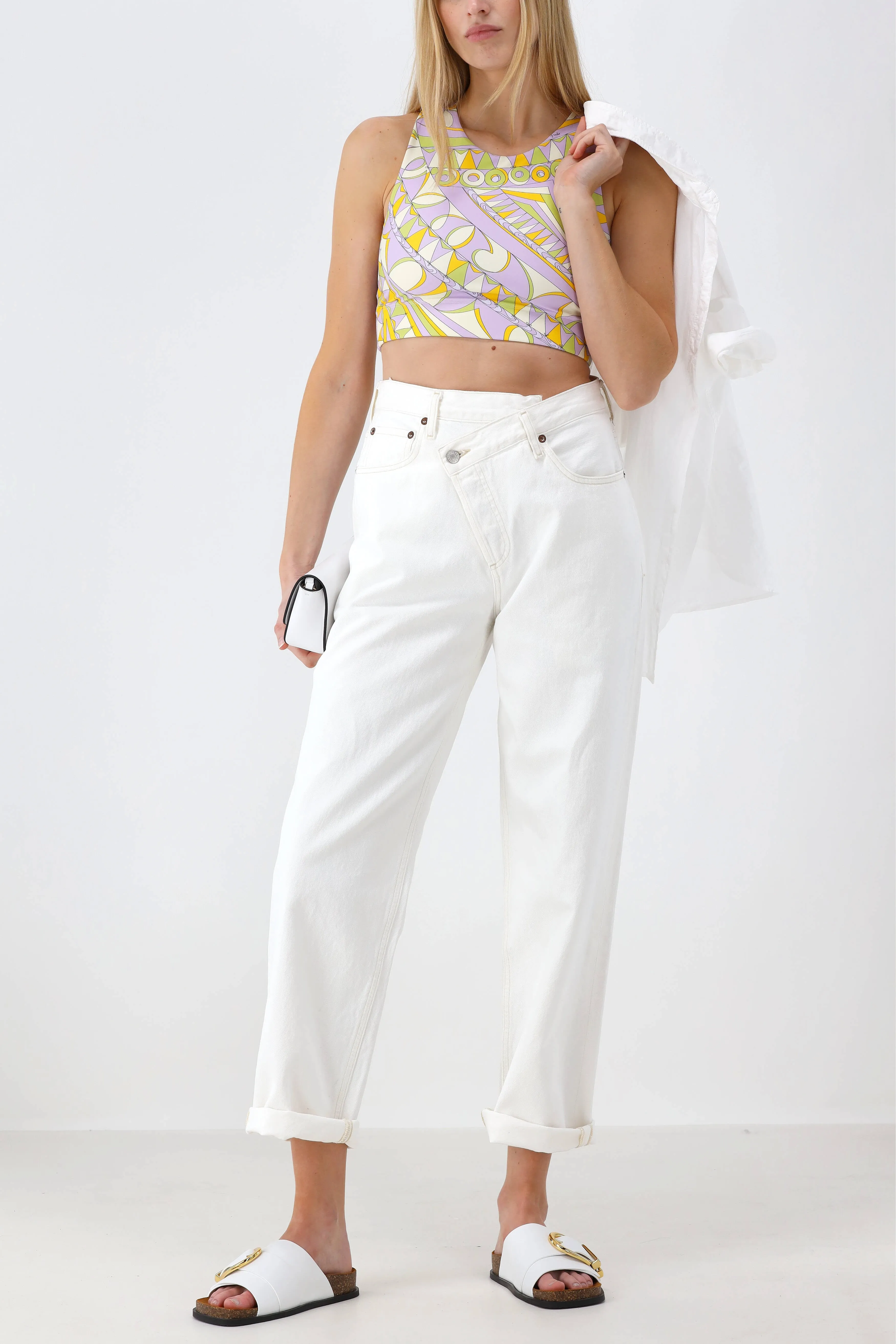 Cropped Tank Top in Lila/Multi