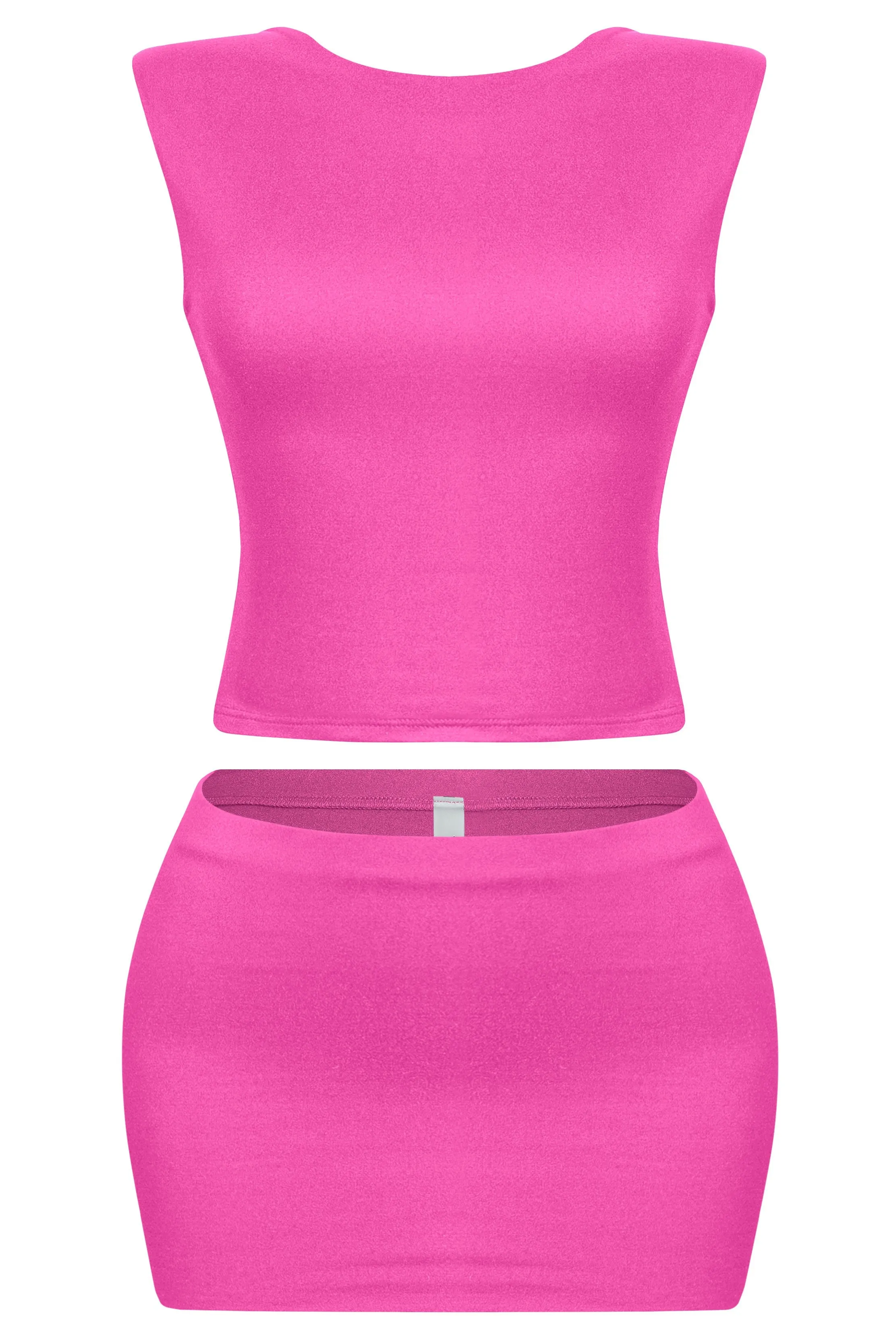Dulce Open Back Mini Skirt Set (Fuchsia Pink)