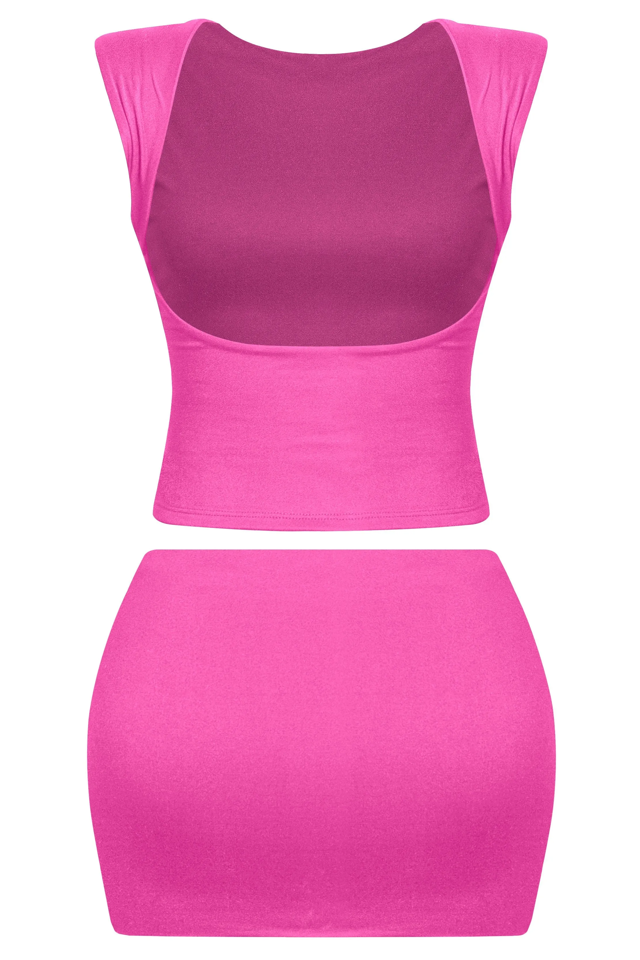 Dulce Open Back Mini Skirt Set (Fuchsia Pink)