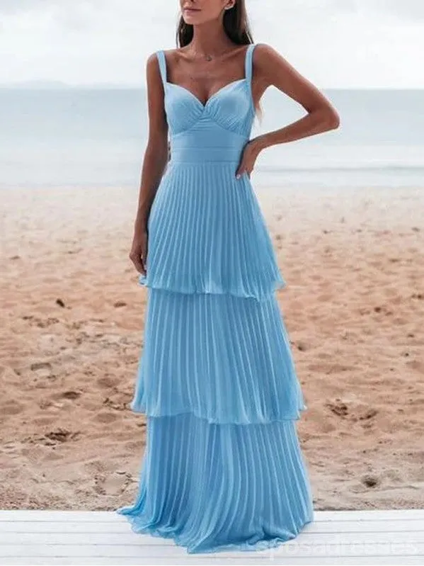 Chic A-Line V-Neck Blue Maxi Long Dress for Elegant Parties and Prom - Style 13341