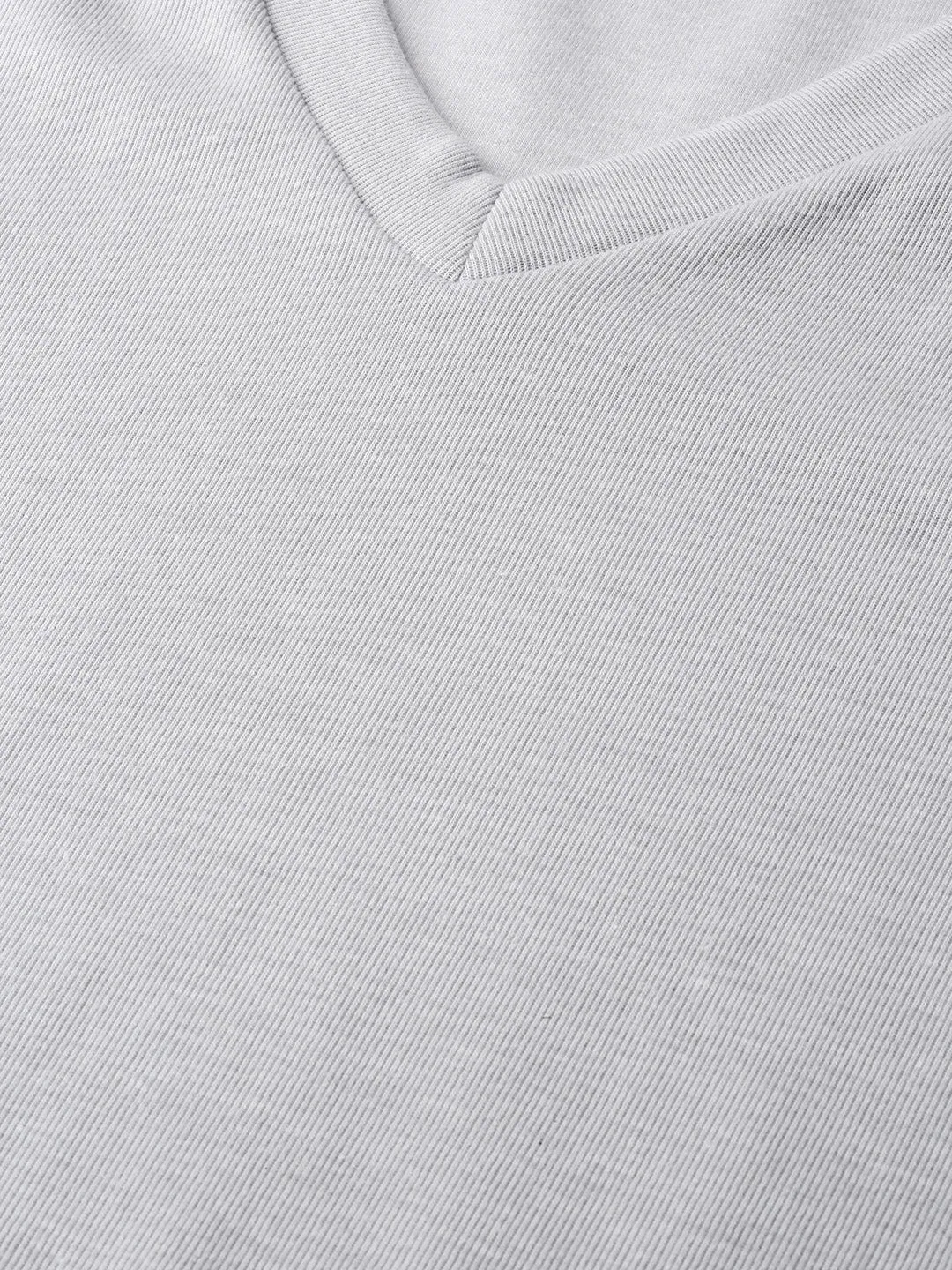 Grey V-Neck Rib Top