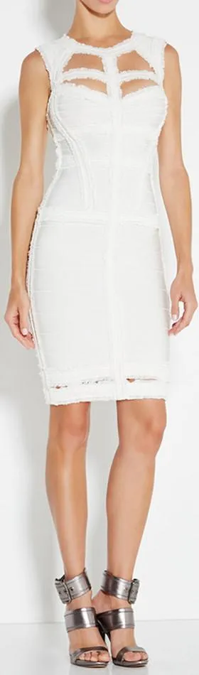 White Madyson Bandage Dress with Cut-Out Detail