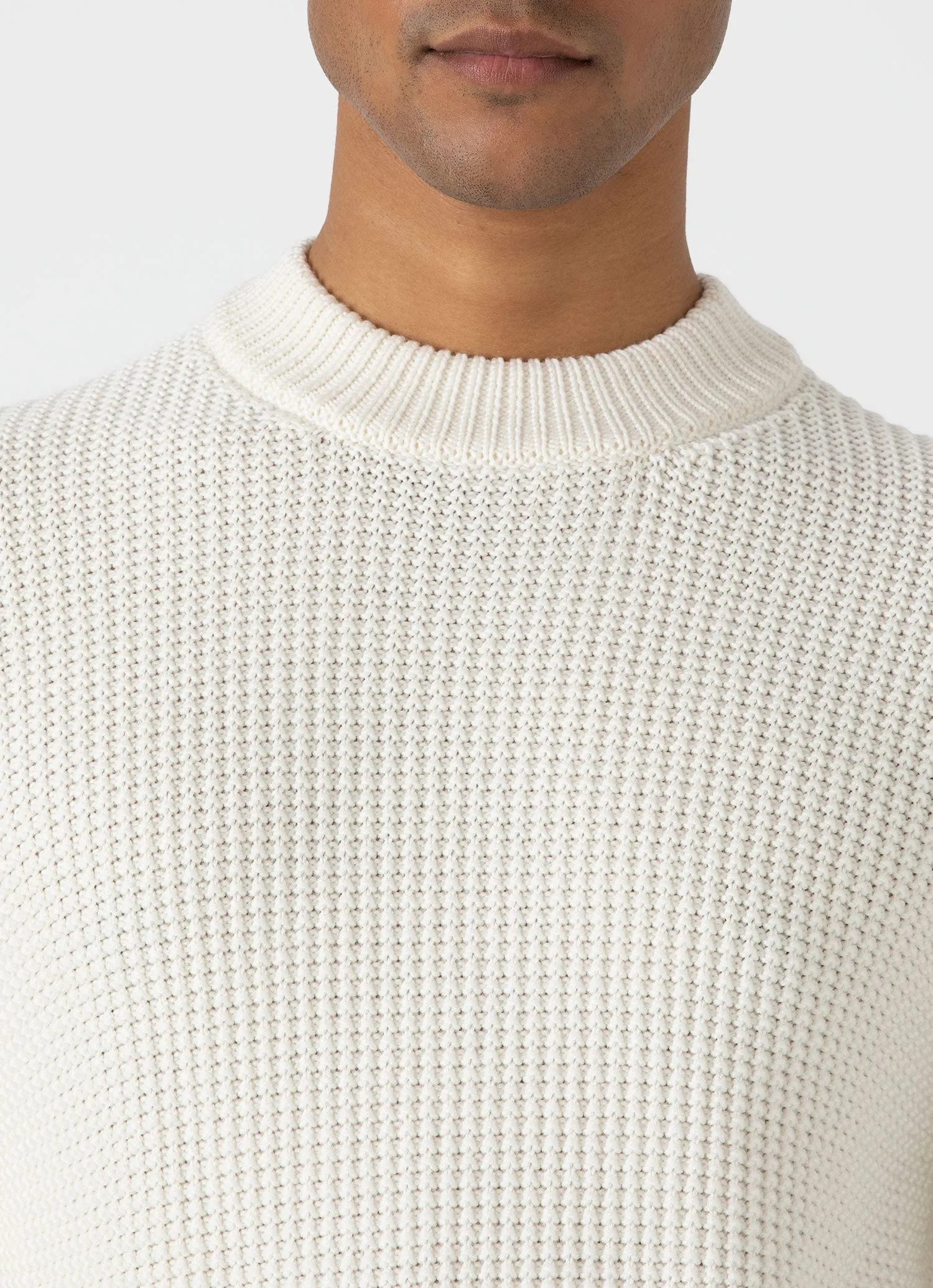 Mens Ecru Mariner Mock Neck Sweater