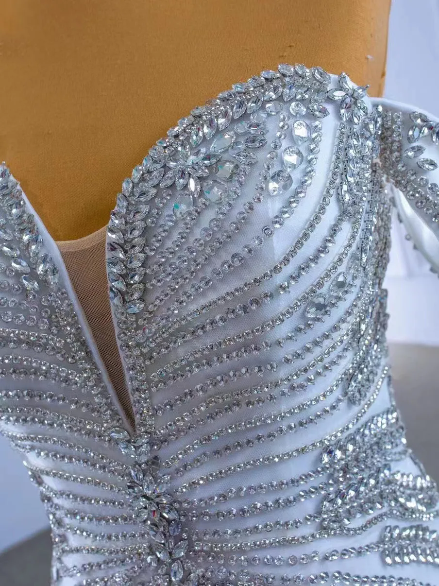 Mermaid Off-the-shoulder Sparkly Beade Wedding Dresses Bridal Gowns CBD67354