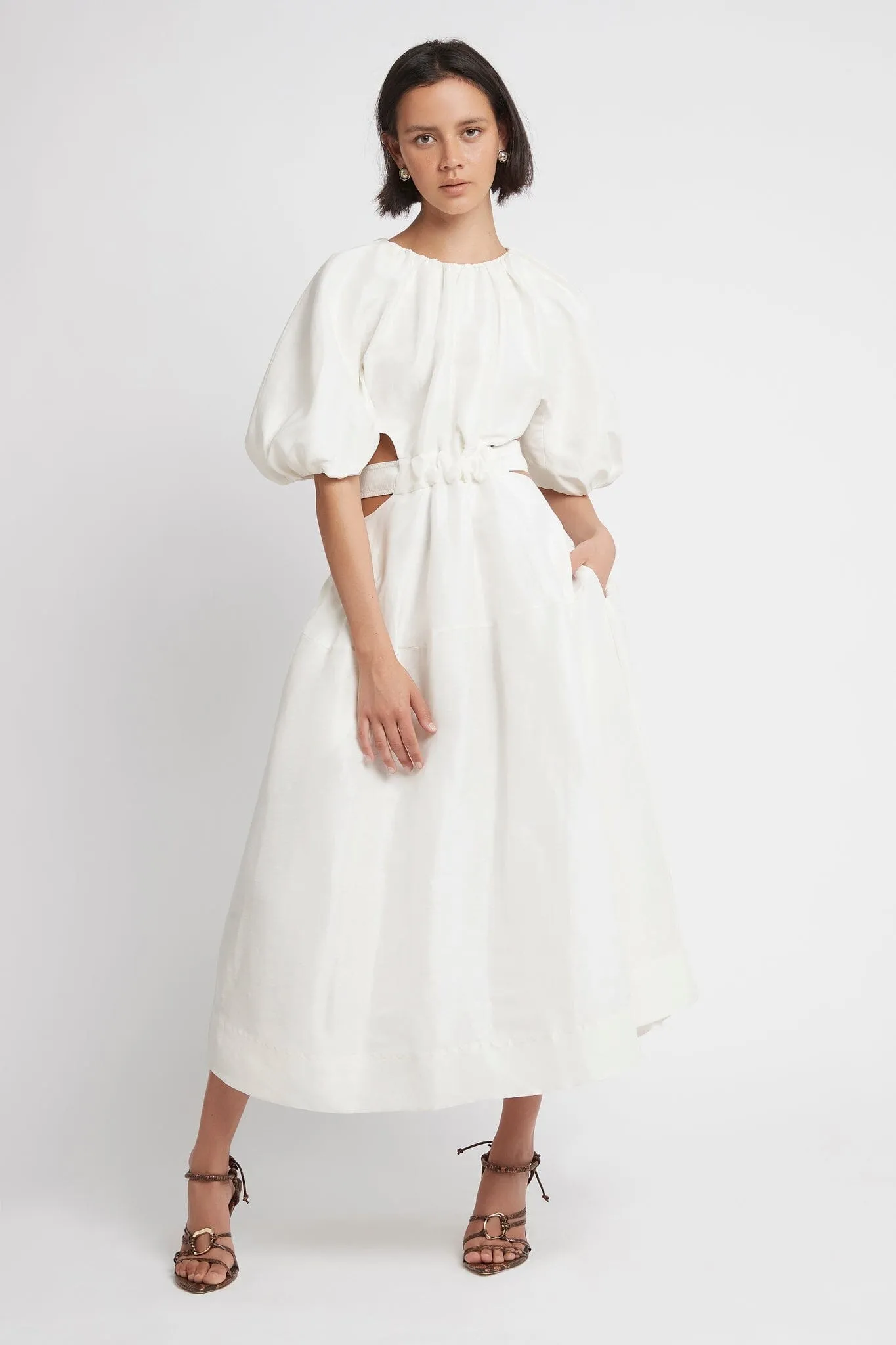 Mimosa Cut Out Midi Dress - Ivory