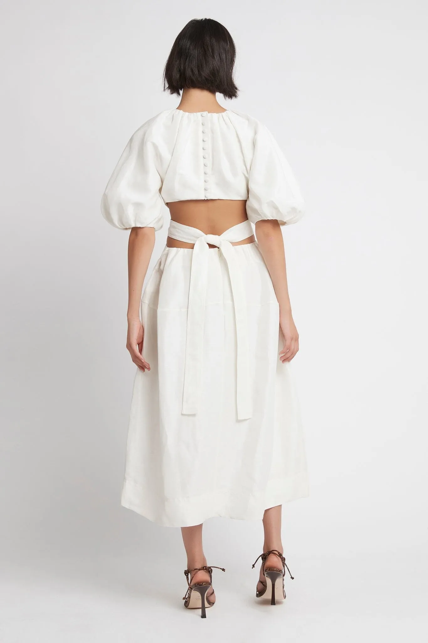 Mimosa Cut Out Midi Dress - Ivory