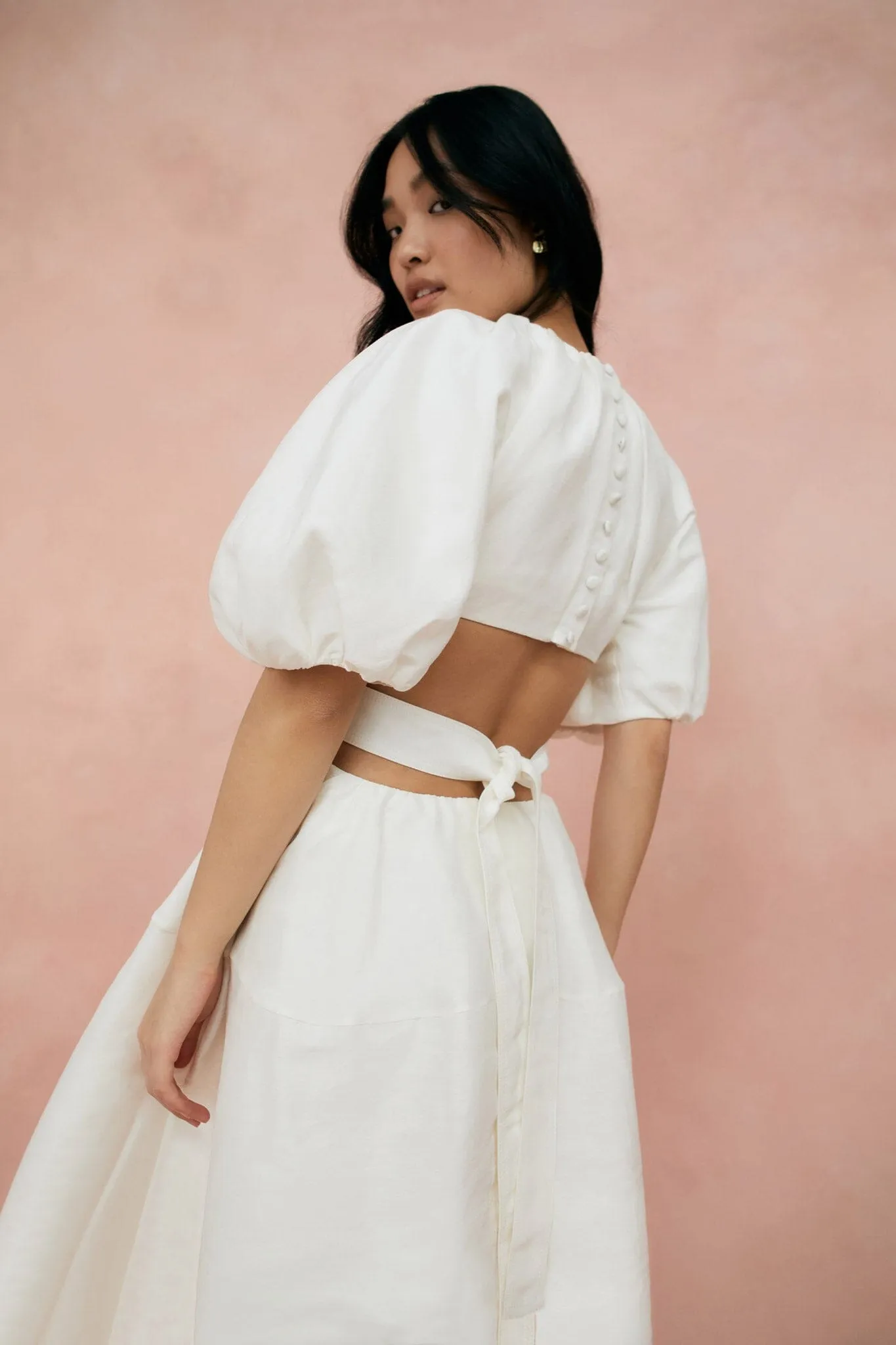 Mimosa Cut Out Midi Dress - Ivory