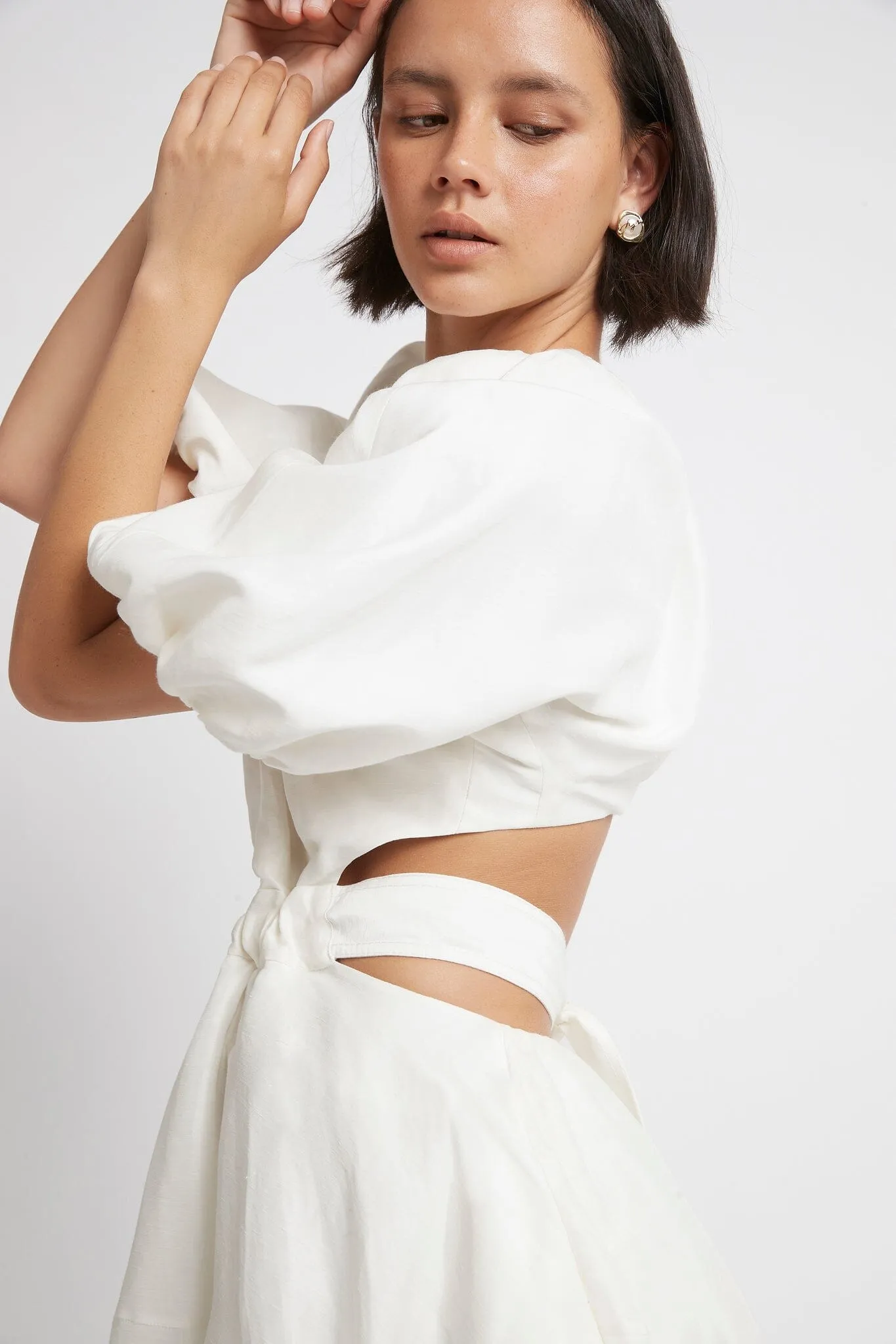 Mimosa Cut Out Midi Dress - Ivory