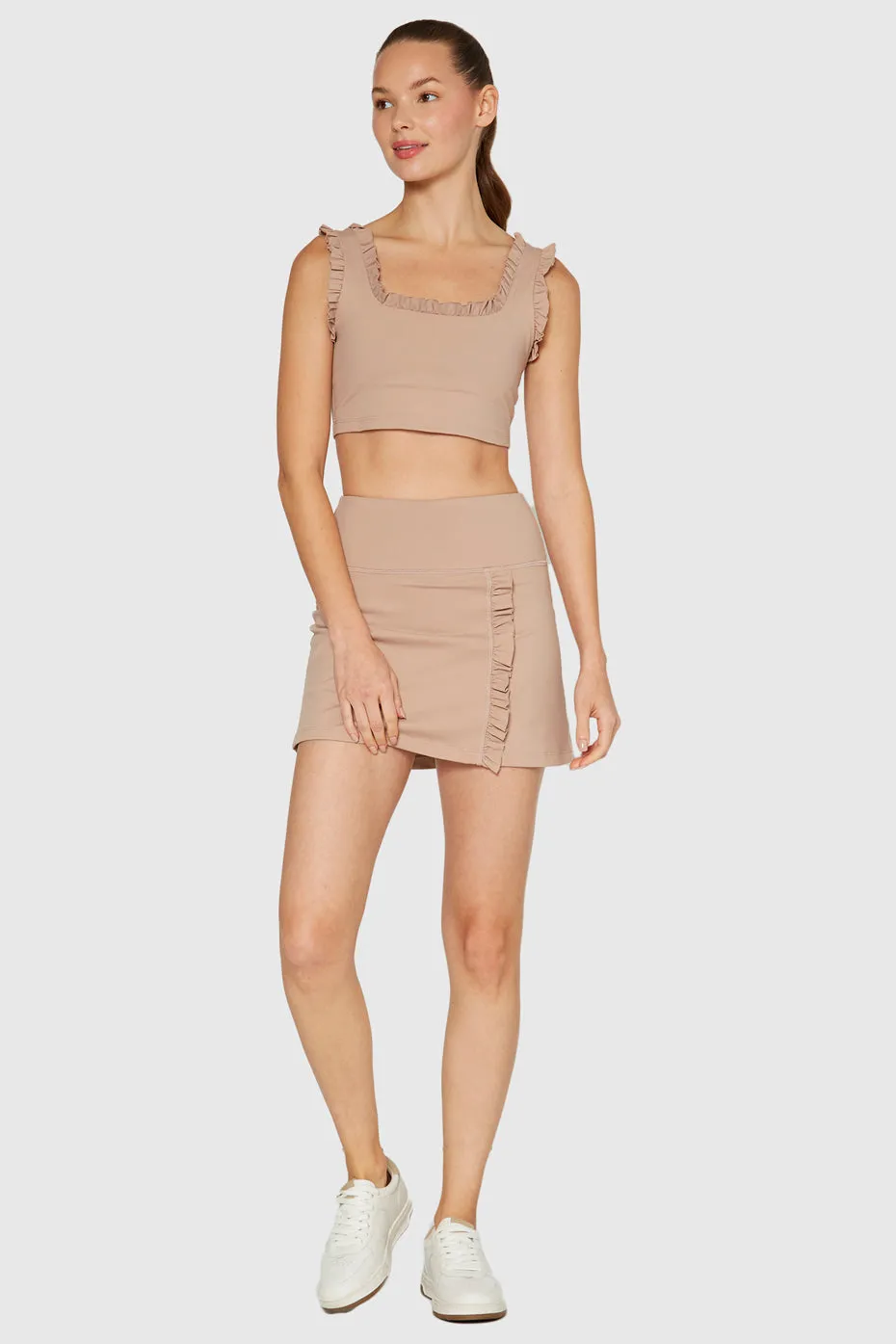Ruffle Scoop Neck Crop Top