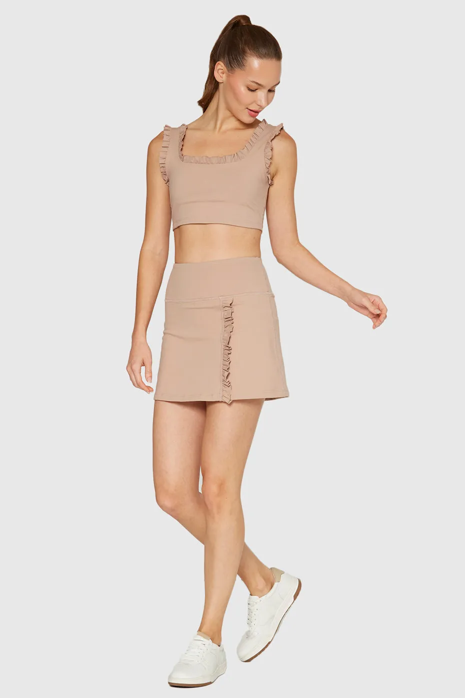 Ruffle Scoop Neck Crop Top