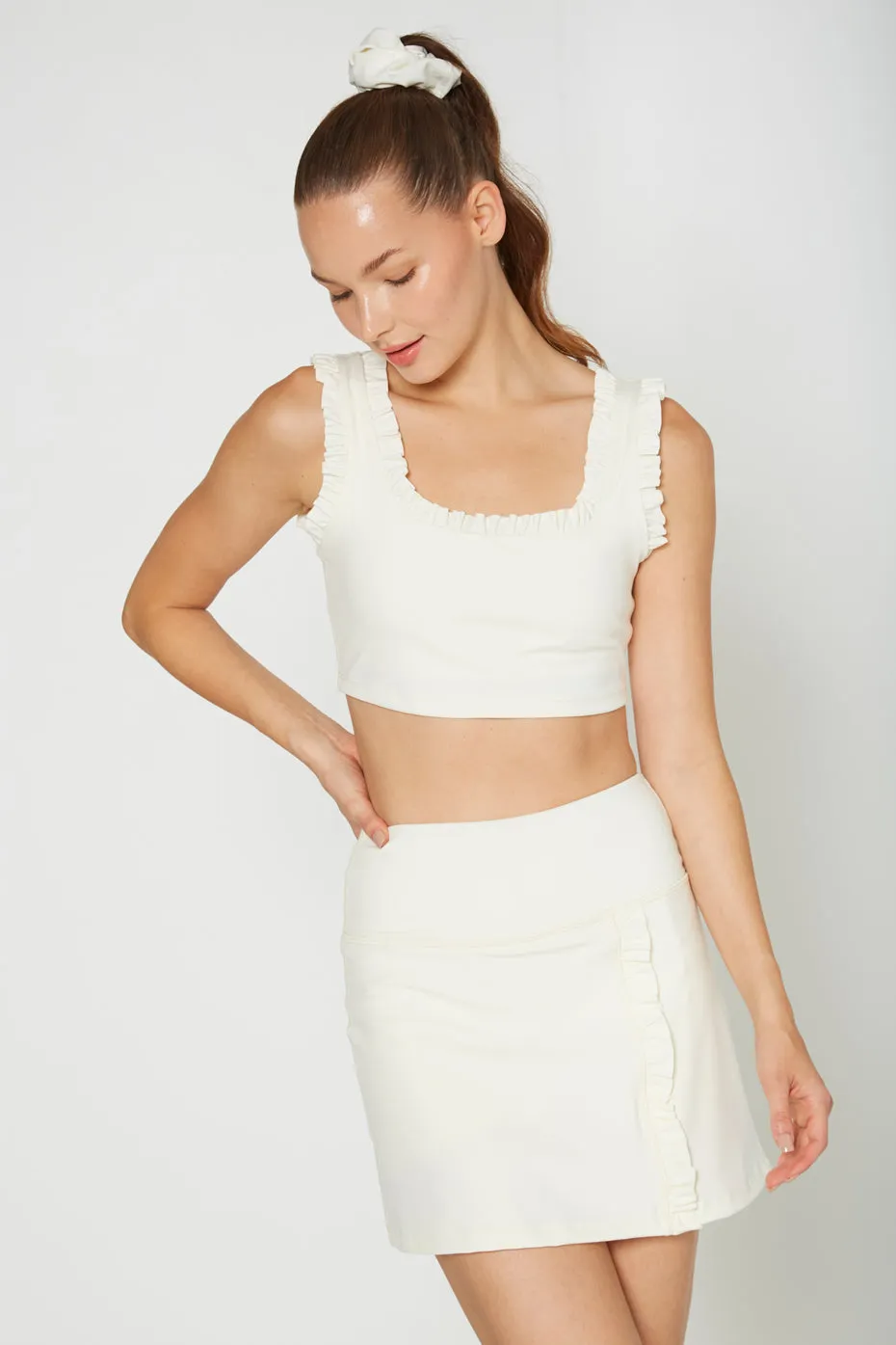 Ruffle Scoop Neck Crop Top