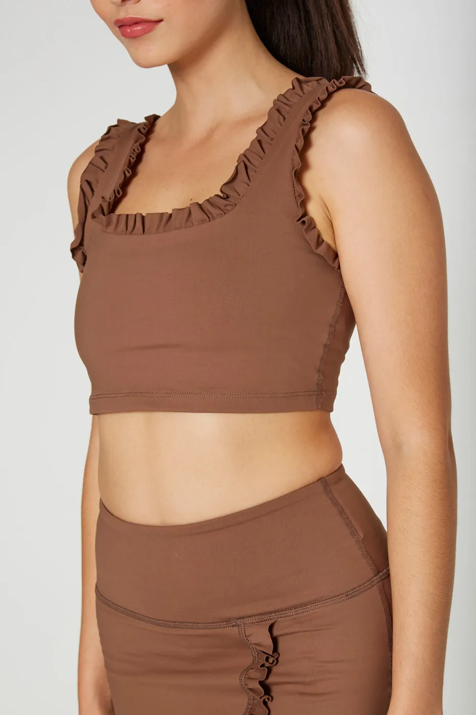 Ruffle Scoop Neck Crop Top
