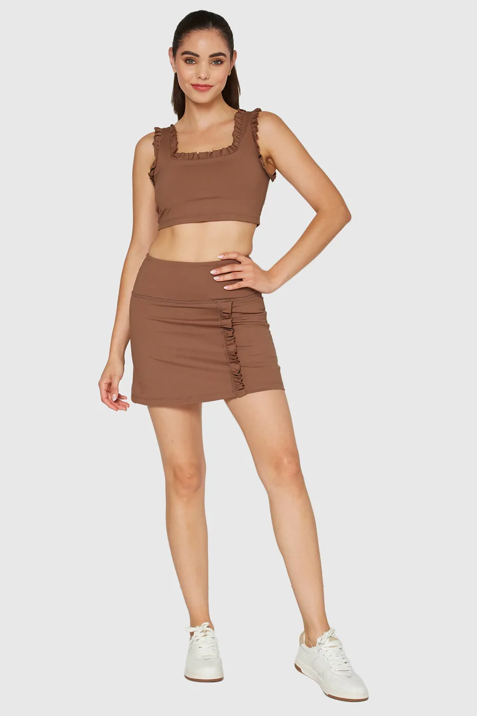 Ruffle Scoop Neck Crop Top