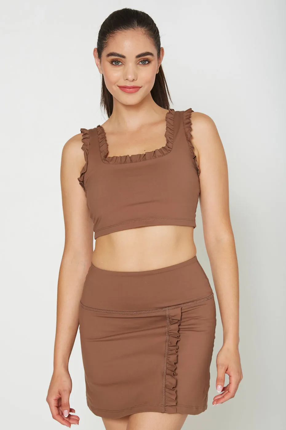 Ruffle Scoop Neck Crop Top