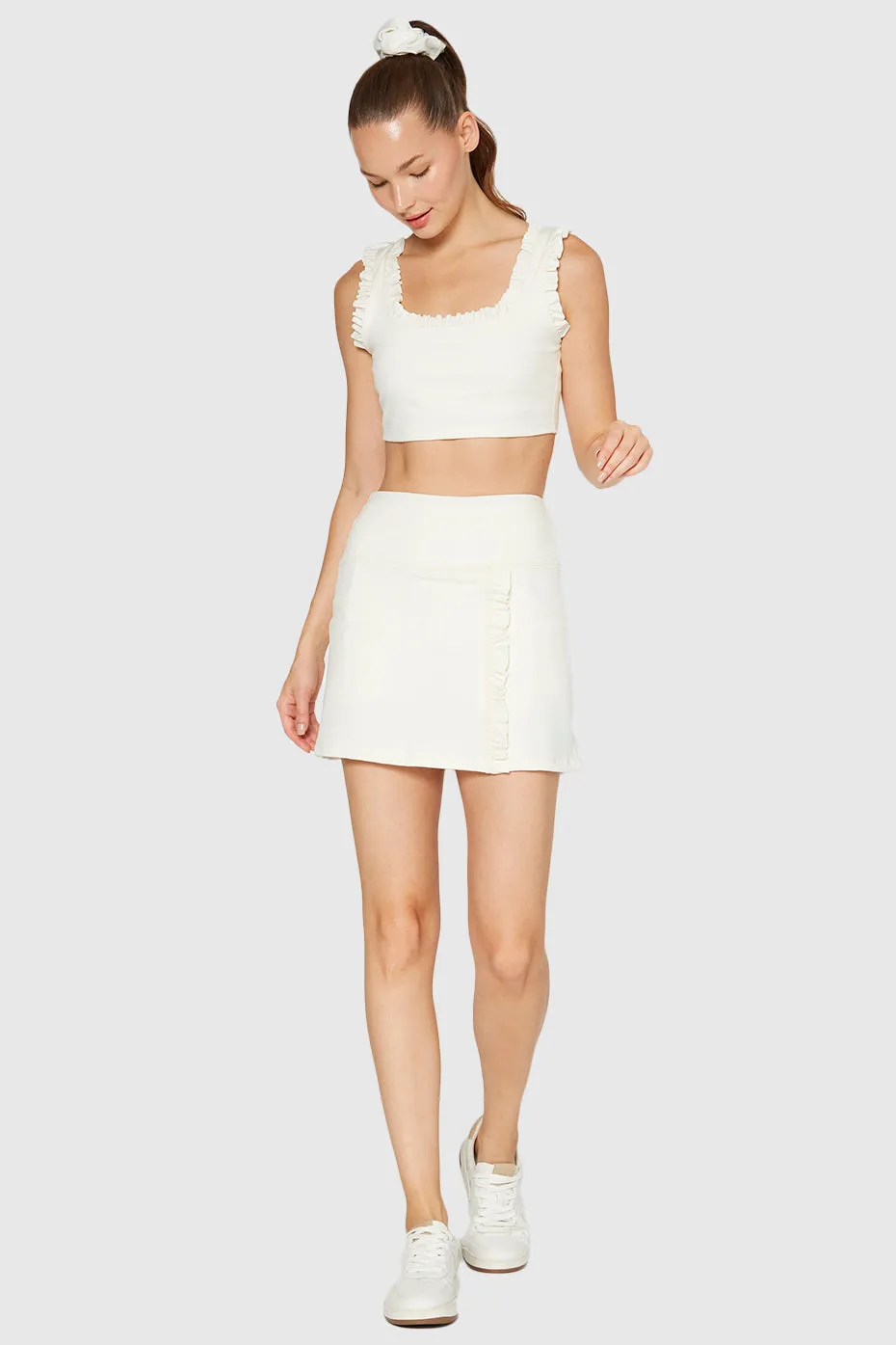 Ruffle Scoop Neck Crop Top