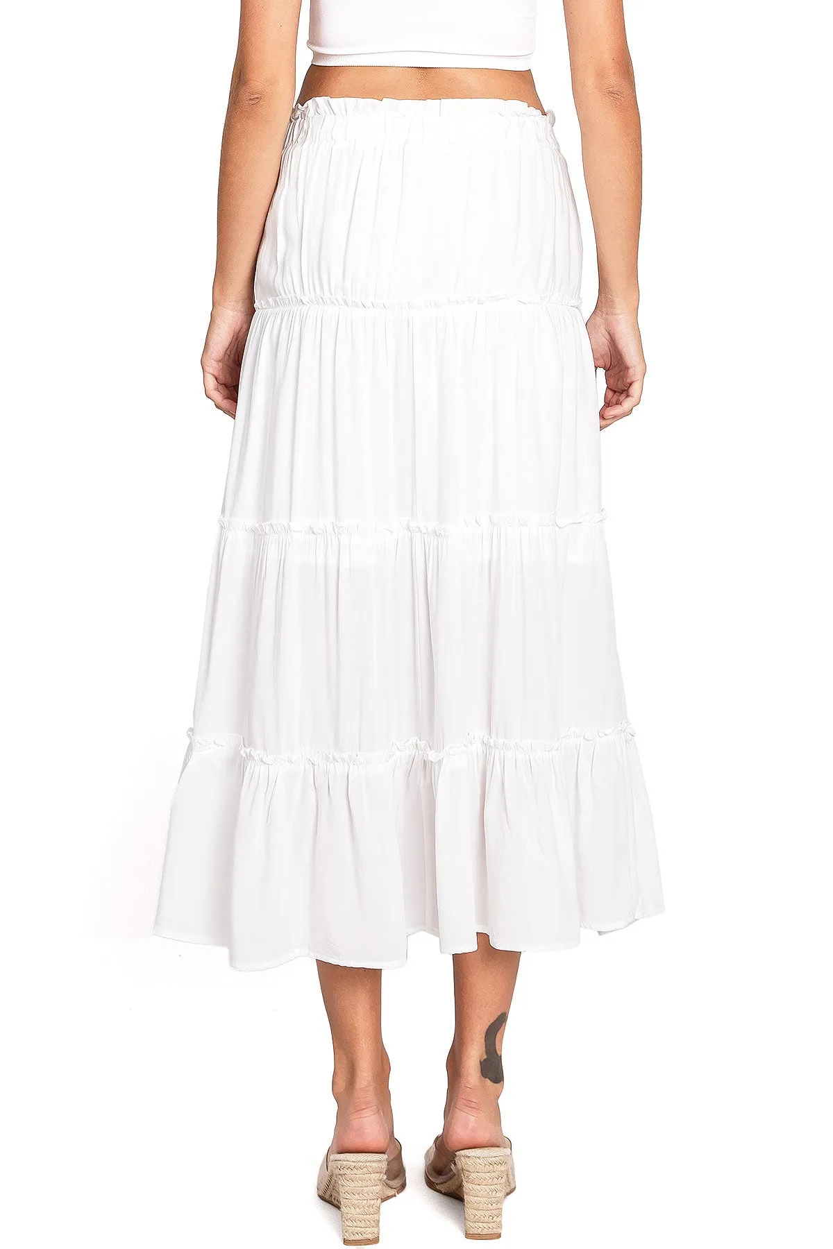 Shirred Midi Skirt